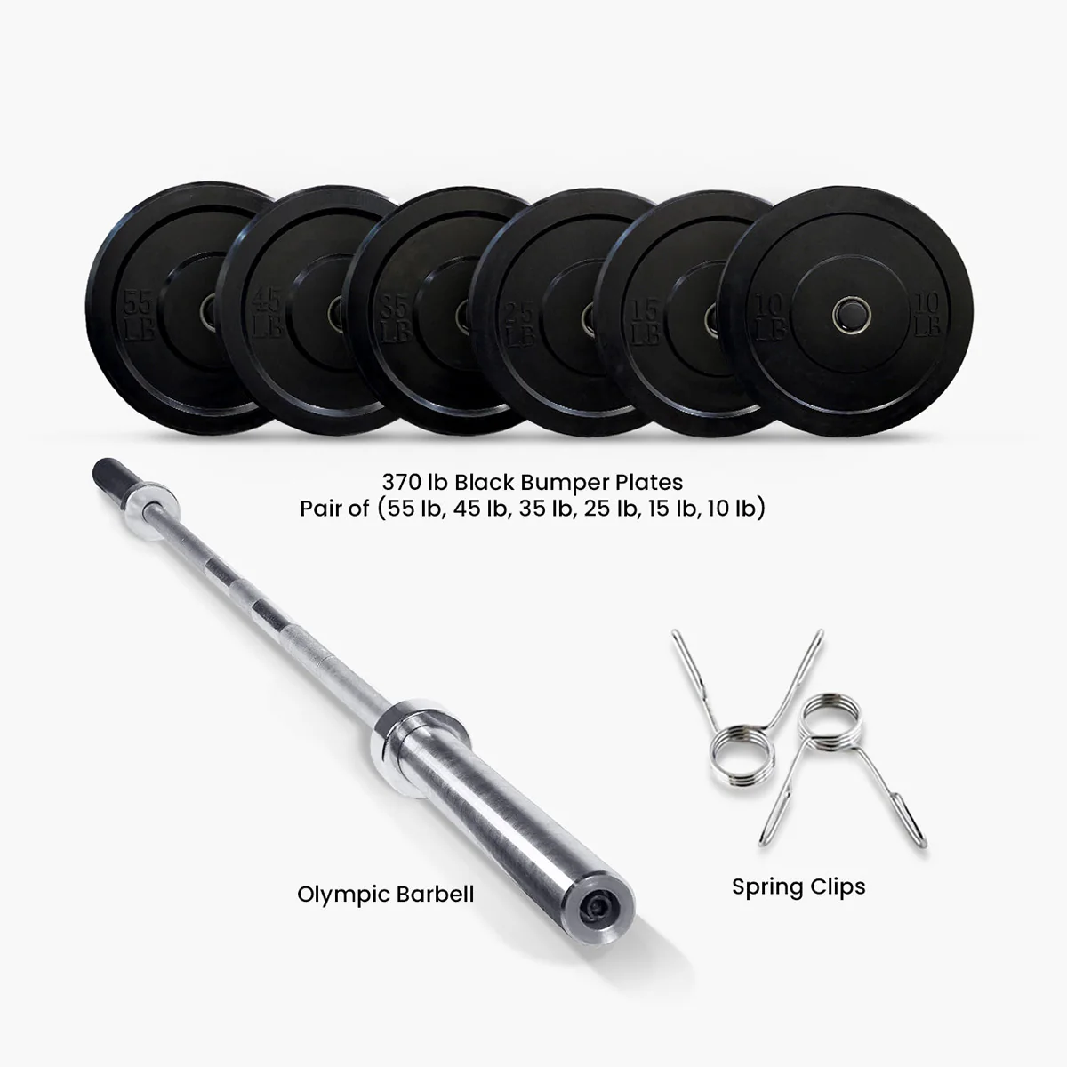 Black Bumper Plates and Olympic Barbell - Image 4